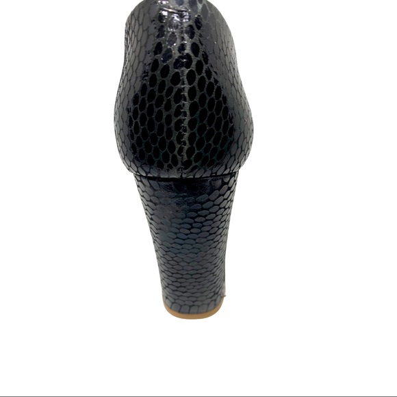 Shoes of Prey Black Croc Peep Toe Block Heel - Picture 6 of 13